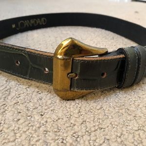 Joan & David Green Leather (Crocodile Style) Belt.
